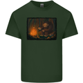 Bigfoot Camping and Cooking Marshmallows Mens Cotton T-Shirt Tee Top Forest Green