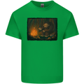 Bigfoot Camping and Cooking Marshmallows Mens Cotton T-Shirt Tee Top Irish Green
