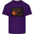 Bigfoot Camping and Cooking Marshmallows Mens Cotton T-Shirt Tee Top Purple