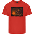 Bigfoot Camping and Cooking Marshmallows Mens Cotton T-Shirt Tee Top Red