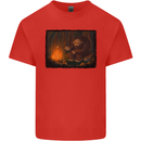 Bigfoot Camping and Cooking Marshmallows Mens Cotton T-Shirt Tee Top Red