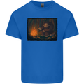 Bigfoot Camping and Cooking Marshmallows Mens Cotton T-Shirt Tee Top Royal Blue