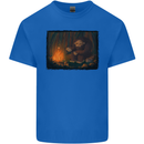 Bigfoot Camping and Cooking Marshmallows Mens Cotton T-Shirt Tee Top Royal Blue