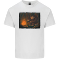 Bigfoot Camping and Cooking Marshmallows Mens Cotton T-Shirt Tee Top White