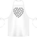 Bike Heart Chain Cycling Biker Motorcycle Cotton Apron 100% Organic White
