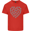 Bike Heart Chain Cycling Biker Motorcycle Mens Cotton T-Shirt Tee Top Red