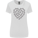 Bike Heart Chain Cycling Biker Motorcycle Womens Wider Cut T-Shirt White
