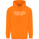 Bike Thinks of Me Cycling Biker Motorbike Mens 80% Cotton Hoodie Orange