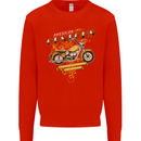 Biker American Customs Motorcycle Chopper Mens Sweatshirt Jumper Bright Red