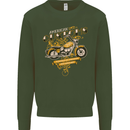 Biker American Customs Motorcycle Chopper Mens Sweatshirt Jumper Forest Green