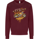 Biker American Customs Motorcycle Chopper Mens Sweatshirt Jumper Maroon