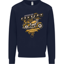 Biker American Customs Motorcycle Chopper Mens Sweatshirt Jumper Navy Blue
