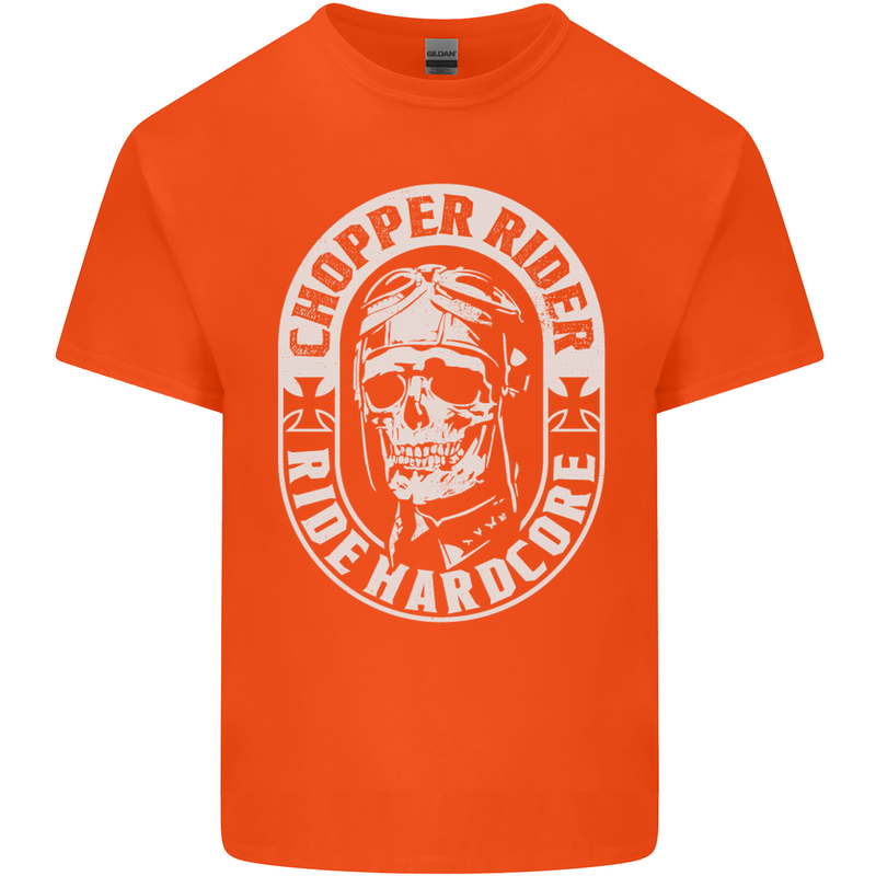 Biker Chopper Rider Motorbike Motorcycle Mens Cotton T-Shirt Tee Top Orange