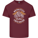 Biker Custom Cafe Racer Motorcycle Mens Cotton T-Shirt Tee Top Maroon