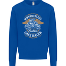 Biker Custom Cafe Racer Motorcycle Mens Sweatshirt Jumper Royal Blue