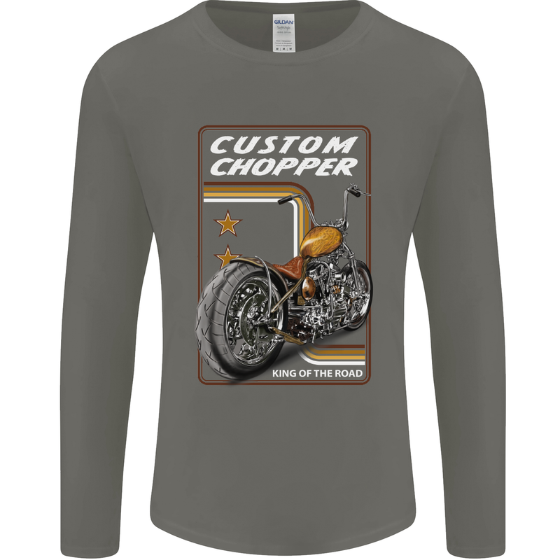 Biker Custom Chopper Motorbike Motorcycle Mens Long Sleeve T-Shirt Charcoal