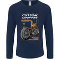 Biker Custom Chopper Motorbike Motorcycle Mens Long Sleeve T-Shirt Navy Blue