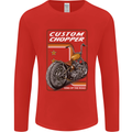 Biker Custom Chopper Motorbike Motorcycle Mens Long Sleeve T-Shirt Red