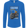 Biker Custom Chopper Motorbike Motorcycle Mens Long Sleeve T-Shirt Royal Blue