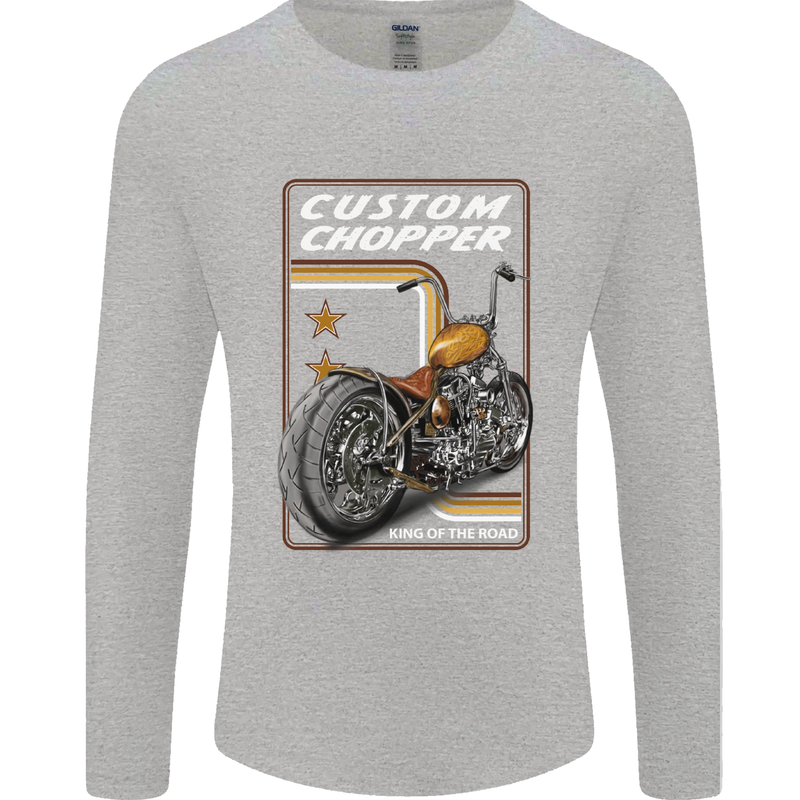 Biker Custom Chopper Motorbike Motorcycle Mens Long Sleeve T-Shirt Sports Grey