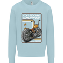 Biker Custom Chopper Motorbike Motorcycle Mens Sweatshirt Jumper Light Blue
