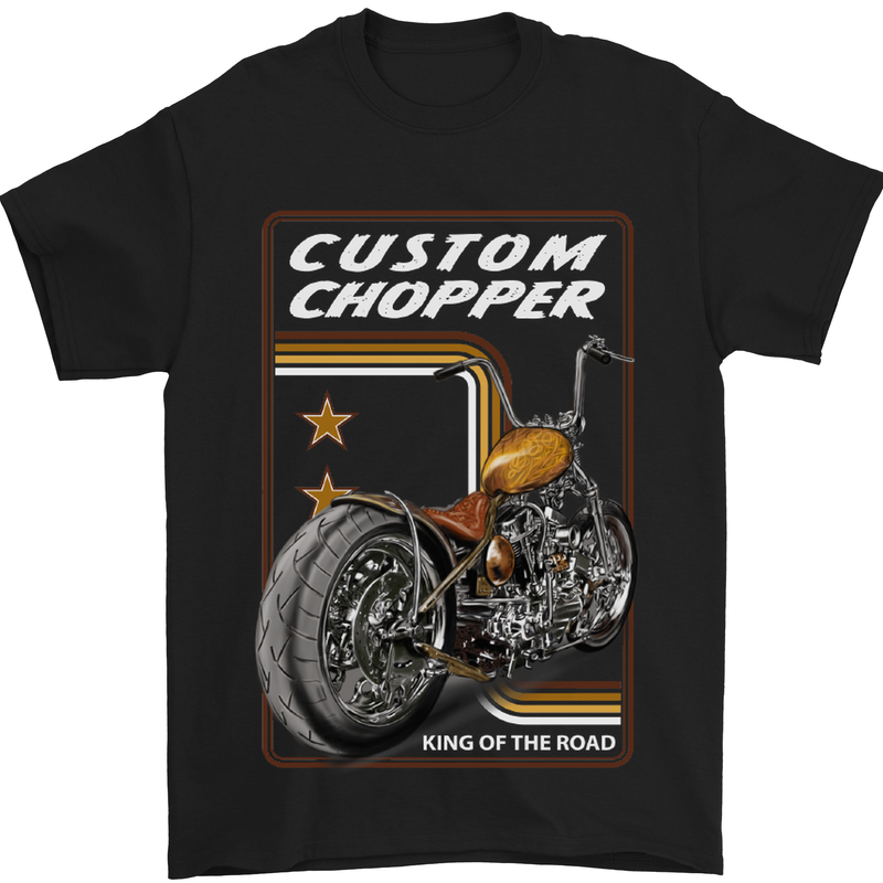 Biker Custom Chopper Motorbike Motorcycle Mens T-Shirt Cotton Gildan Black