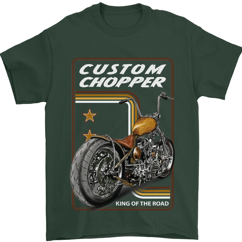 Biker Custom Chopper Motorbike Motorcycle Mens T-Shirt Cotton Gildan Forest Green