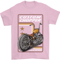 Biker Custom Chopper Motorbike Motorcycle Mens T-Shirt Cotton Gildan Light Pink