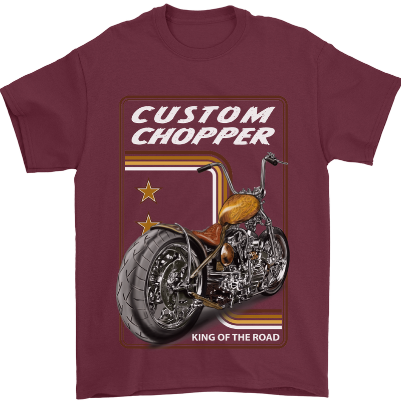 Biker Custom Chopper Motorbike Motorcycle Mens T-Shirt Cotton Gildan Maroon