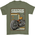 Biker Custom Chopper Motorbike Motorcycle Mens T-Shirt Cotton Gildan Military Green