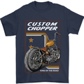 Biker Custom Chopper Motorbike Motorcycle Mens T-Shirt Cotton Gildan Navy Blue