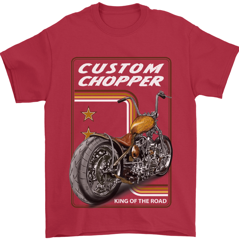 Biker Custom Chopper Motorbike Motorcycle Mens T-Shirt Cotton Gildan Red