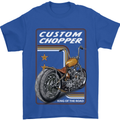 Biker Custom Chopper Motorbike Motorcycle Mens T-Shirt Cotton Gildan Royal Blue
