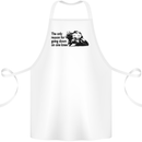 Biker Going Down on One Knee Motorcycle Cotton Apron 100% Organic White