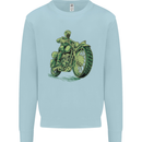 Biker Green Cafe Racer Motorbike Motorcycle Kids Sweatshirt Jumper Light Blue
