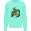 Biker Green Cafe Racer Motorbike Motorcycle Kids Sweatshirt Jumper Peppermint