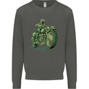 Biker Green Cafe Racer Motorbike Motorcycle Kids Sweatshirt Jumper Storm Grey