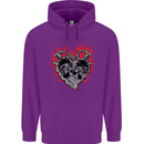 Biker Heart Motorbike Motorcycle Mens 80% Cotton Hoodie Purple