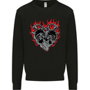Biker Heart Motorbike Motorcycle Mens Sweatshirt Jumper Black