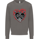 Biker Heart Motorbike Motorcycle Mens Sweatshirt Jumper Charcoal