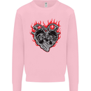 Biker Heart Motorbike Motorcycle Mens Sweatshirt Jumper Light Pink