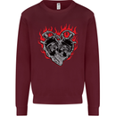 Biker Heart Motorbike Motorcycle Mens Sweatshirt Jumper Maroon
