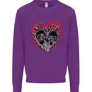 Biker Heart Motorbike Motorcycle Mens Sweatshirt Jumper Purple