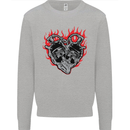 Biker Heart Motorbike Motorcycle Mens Sweatshirt Jumper Sports Grey
