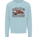 Biker Loud Pipes Saves Lives Motorcycle Mens Sweatshirt Jumper Light Blue