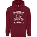 Biker Old Man Motorbike Motorcycle Funny Childrens Kids Hoodie Maroon