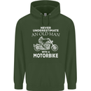 Biker Old Man Motorbike Motorcycle Funny Mens 80% Cotton Hoodie Forest Green