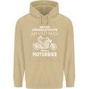 Biker Old Man Motorbike Motorcycle Funny Mens 80% Cotton Hoodie Sand