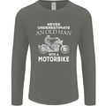 Biker Old Man Motorbike Motorcycle Funny Mens Long Sleeve T-Shirt Charcoal