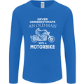 Biker Old Man Motorbike Motorcycle Funny Mens Long Sleeve T-Shirt Royal Blue